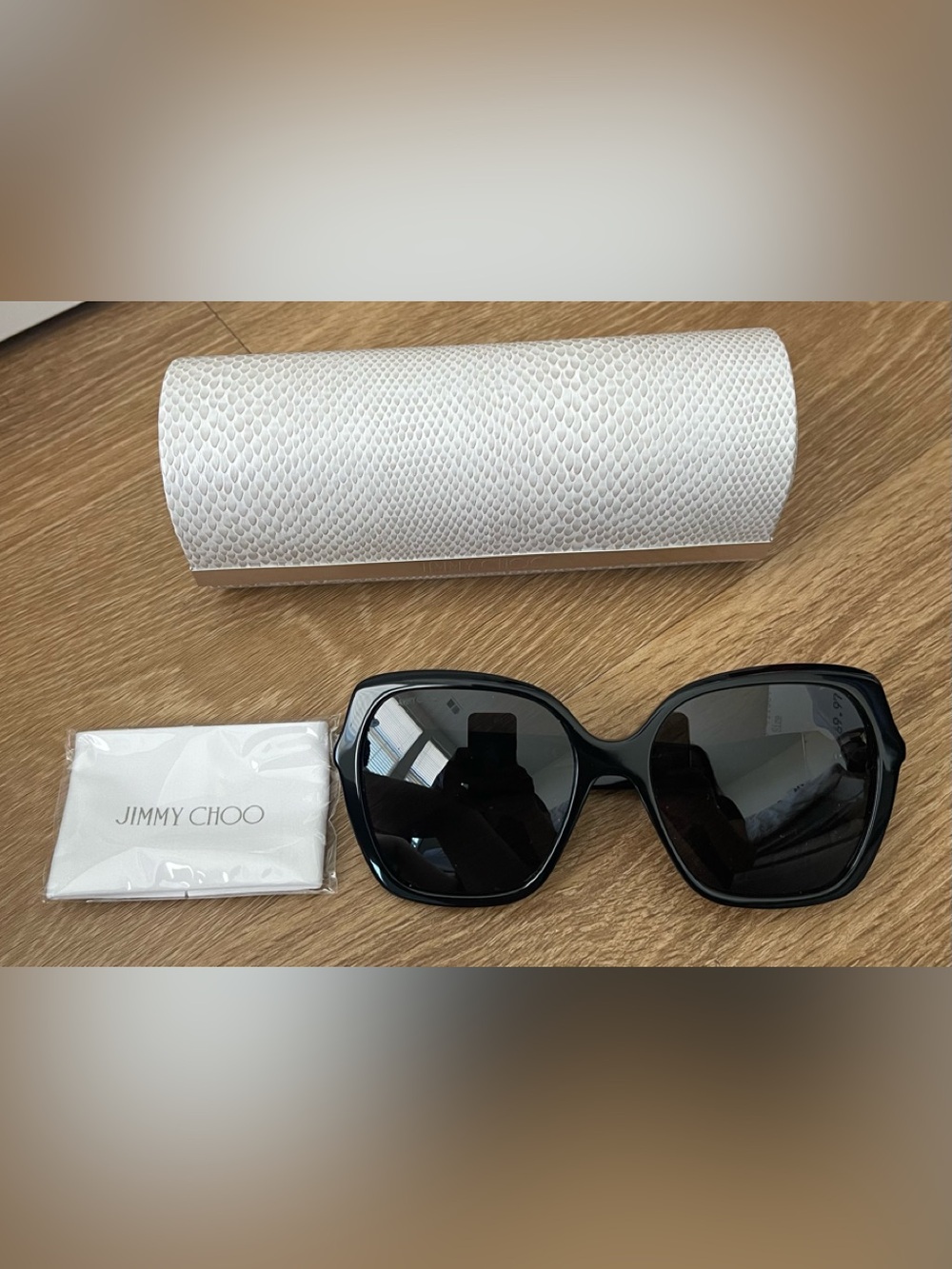 Jimmy Choo Black Oversized Geometric Cat-Eye Sunglasses